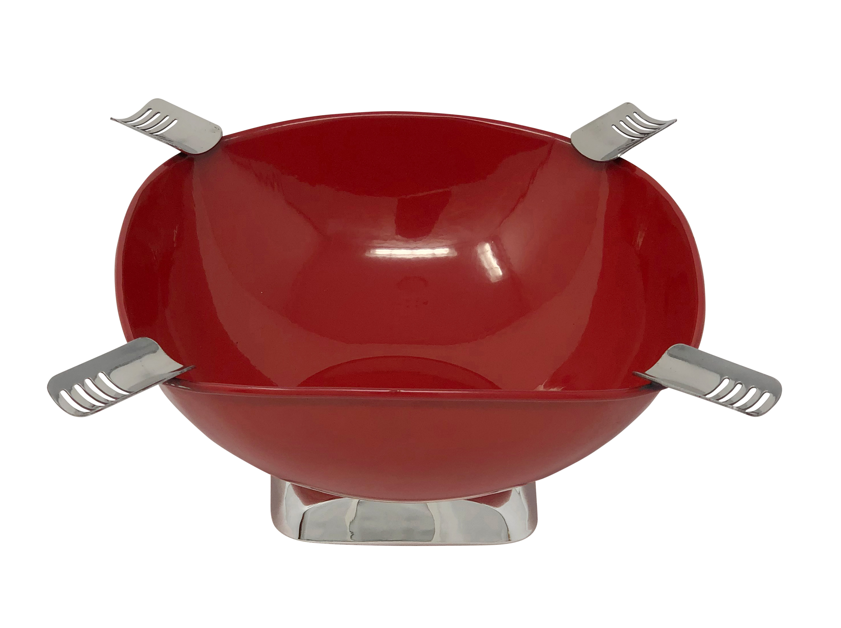 ''Quadrangle Ashtray (Red) - Smokin Ash Quadrangle Square Ashtray - Powder Coat Gloss Metallic (Red)
