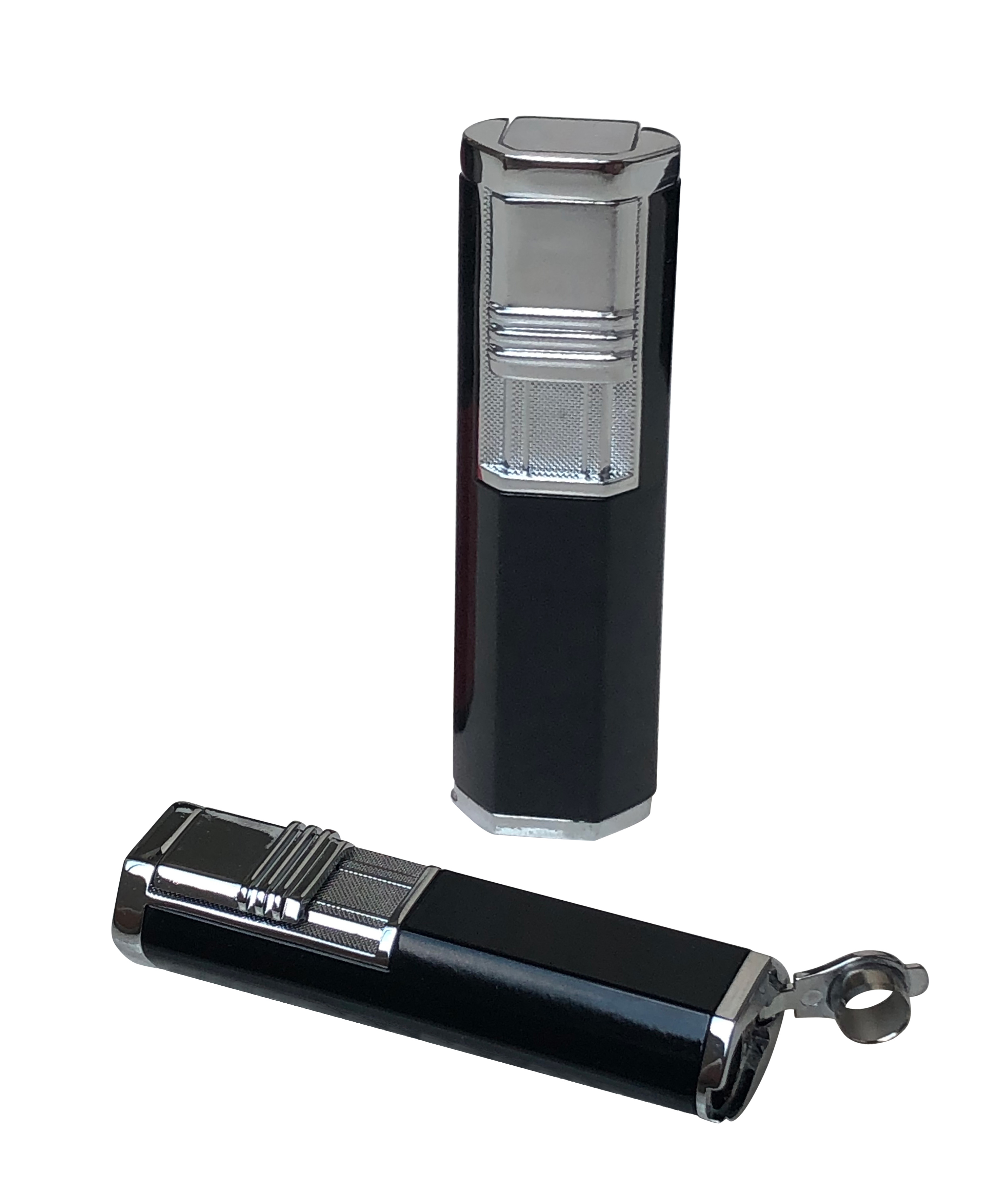 ''Apex (Black) - Angled Dual Flame Torch w/ Punch in Gift BOX (Black & Chrome)
   ''