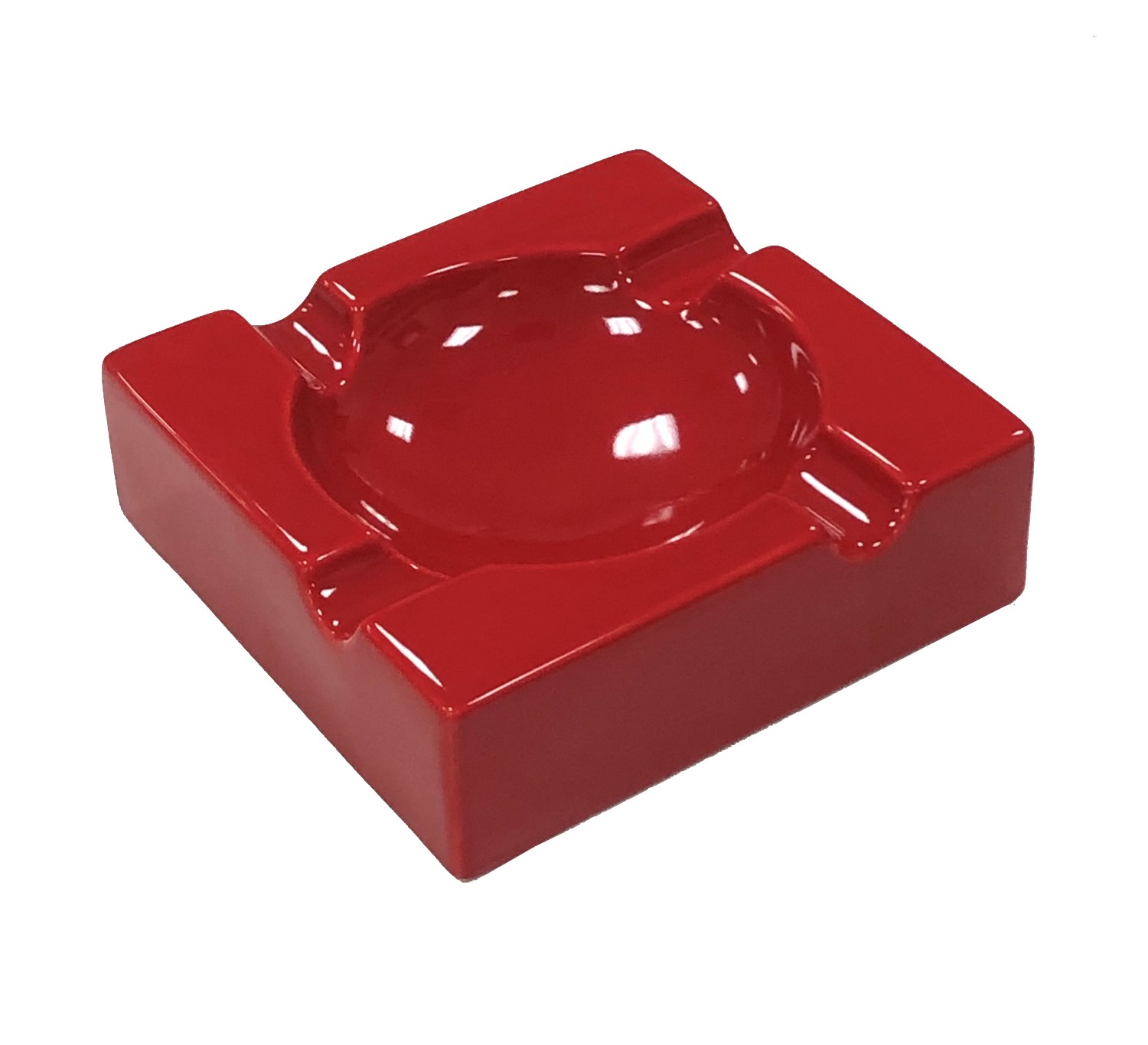 Large Ceramic (Red) - High Gloss Red Ashtray Accommodates up to 4 Cigars