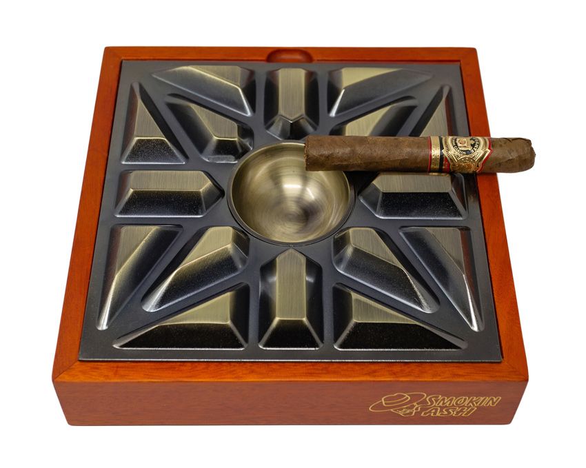 URBANMatrX - Smokin Ash URBAN MatrX Ashtray w/ Contemporary Design & Solid Wood Base 