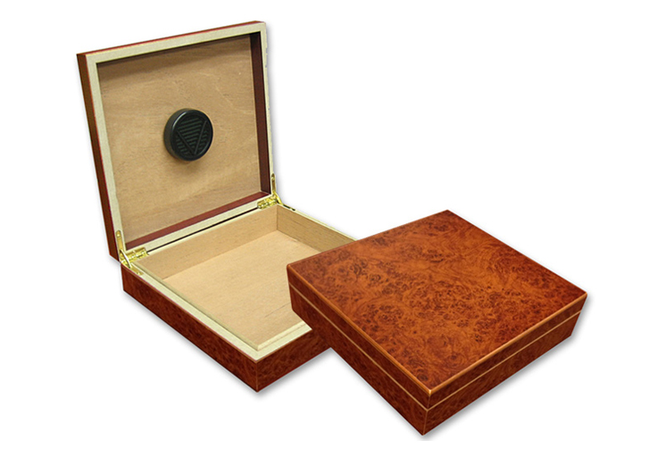 Chateau - 20 Count Burl CIGAR Humidor w/ Humidifier