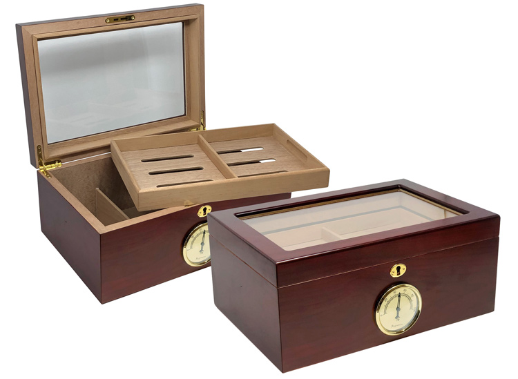 Berkeley  - 100 Ct. Humidor w/ Glass Top & External Hygrometer