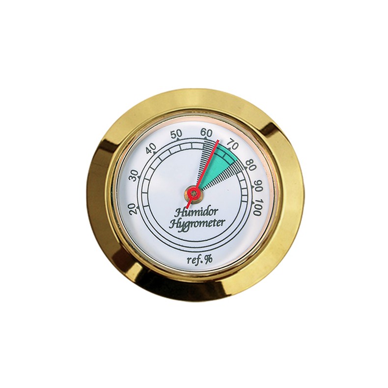 Small Gold Bezel Round Digital Hygrometer with Calibration