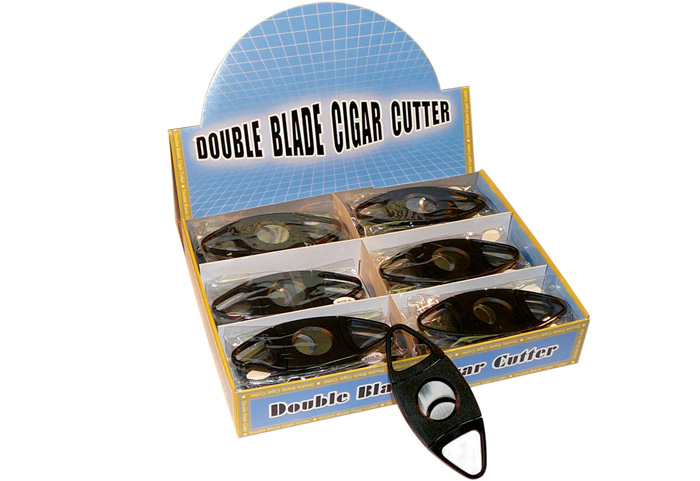 Guillotine Cigar Cutter Display (54 RING) - Guillotine Cutter Display Box of 24 - Double Blade (Blac