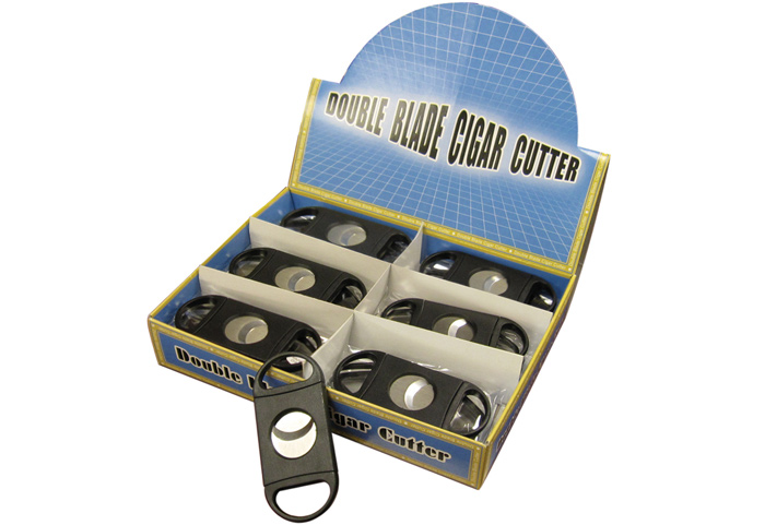 Double Blade Cigar Cutter Display (60 RING)  - Guillotine (60 Gauge) Display Box of 24 - Double Blad