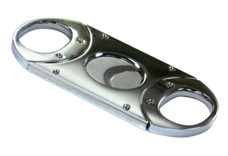 Guillotine Cutter (Polished Chrome) - High Polished Silver Chrome Cutter in Gift Box (56 RING Gauge)