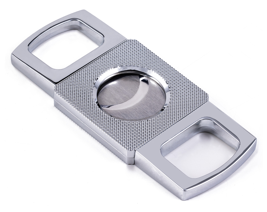 Etched Body Guillotine Cutter (Silver) - Silver Precision Made Guillotine w/ Etched Body in Gft Bx (