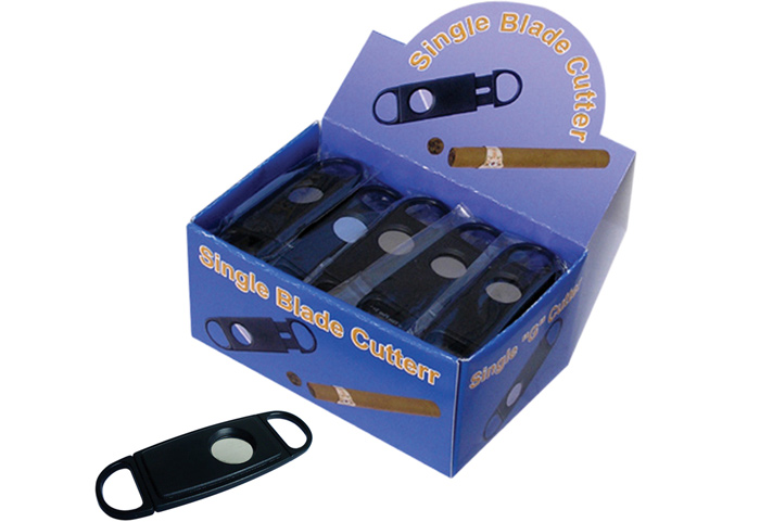 Promotional Cigar Cutter Display - Guillotine Cutter Disp Box of 24 - Single Blade (Black Plastic)