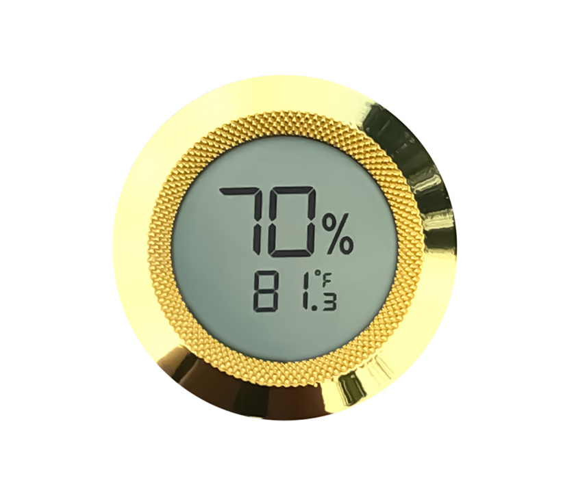 300 Series Digital Hygrometer (Gold) - Round Digital Hygrometer / Easy to Read Display & Calibration