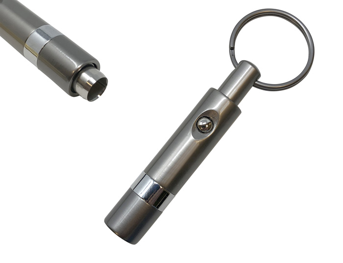 Push Button Retractable Punch (Gray) - Retractable Bullet Cutter Key Chain in Gift Box (Gun Metal Gr