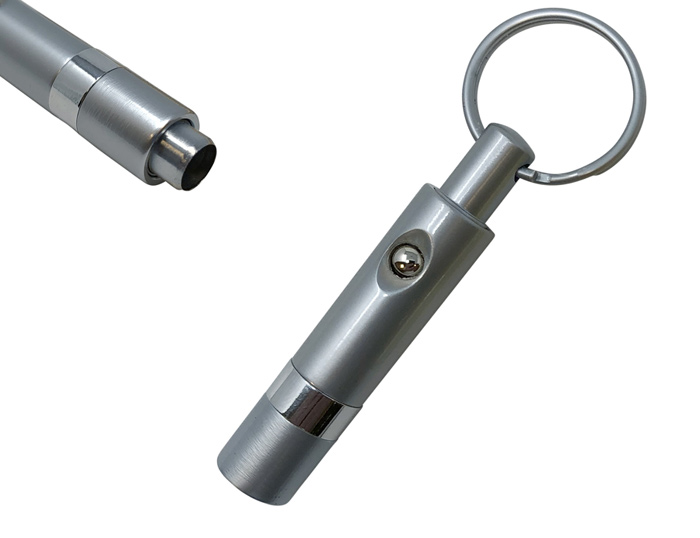 Push Button Retractable Punch (Silver) - Retractable Bullet Cutter Key Chain in Gift Box (Silver)