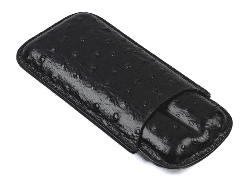 Ostrich Style Case (Black) - Ostrich Style Cigar Case Holds 2 Cigars (Black)