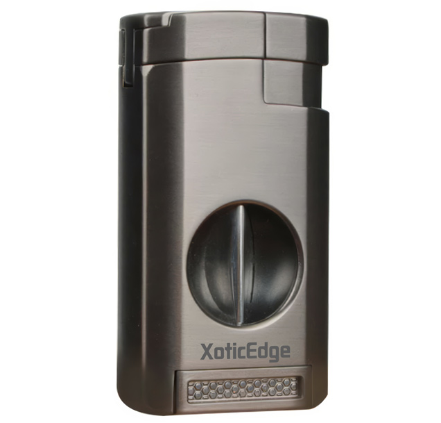 ''Lumina Torch w/ V-Cut (Gun Metal) - High-Line Triple Torch Lighter w/ Recessed V-Cut CUTTER in Gift