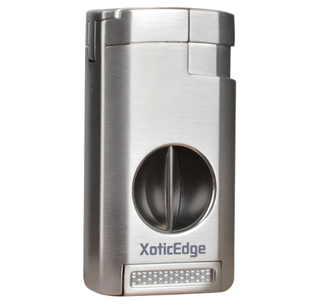 ''Lumina Torch w/ V-Cut (Silver) - High-Line Triple Torch LIGHTER w/ Recessed V-Cut Cutter in Gift Bo