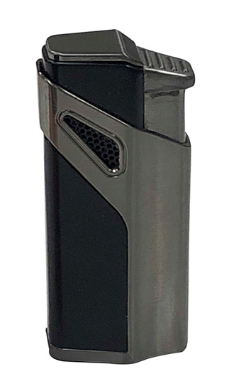 ''Matrix (Gun Gray) - Contemporary Design 3-Flame Cigar Torch Lighter with Built-In Punch CUTTER
   ''