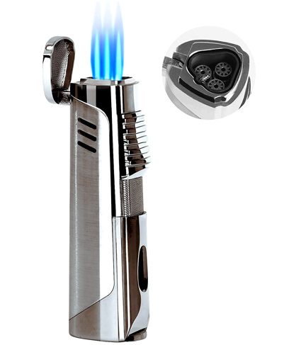 Pinnacle (Silver) - Contemporary Triple Torch w/ Punch in Gift BOX (Silver)