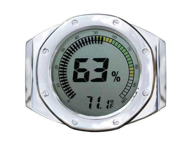 Watch Style Digital Hygrometer (Silver) - Watch Bezel Digital Hygrometer / Multi Color Gauge & Calib