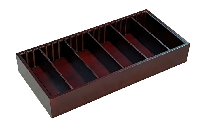 Adjustable Cigar Tray (Dark Mohagany) - 100 Count Adjustable Cigar Tray w/ 5 Slide & Lock DIVIDERS (