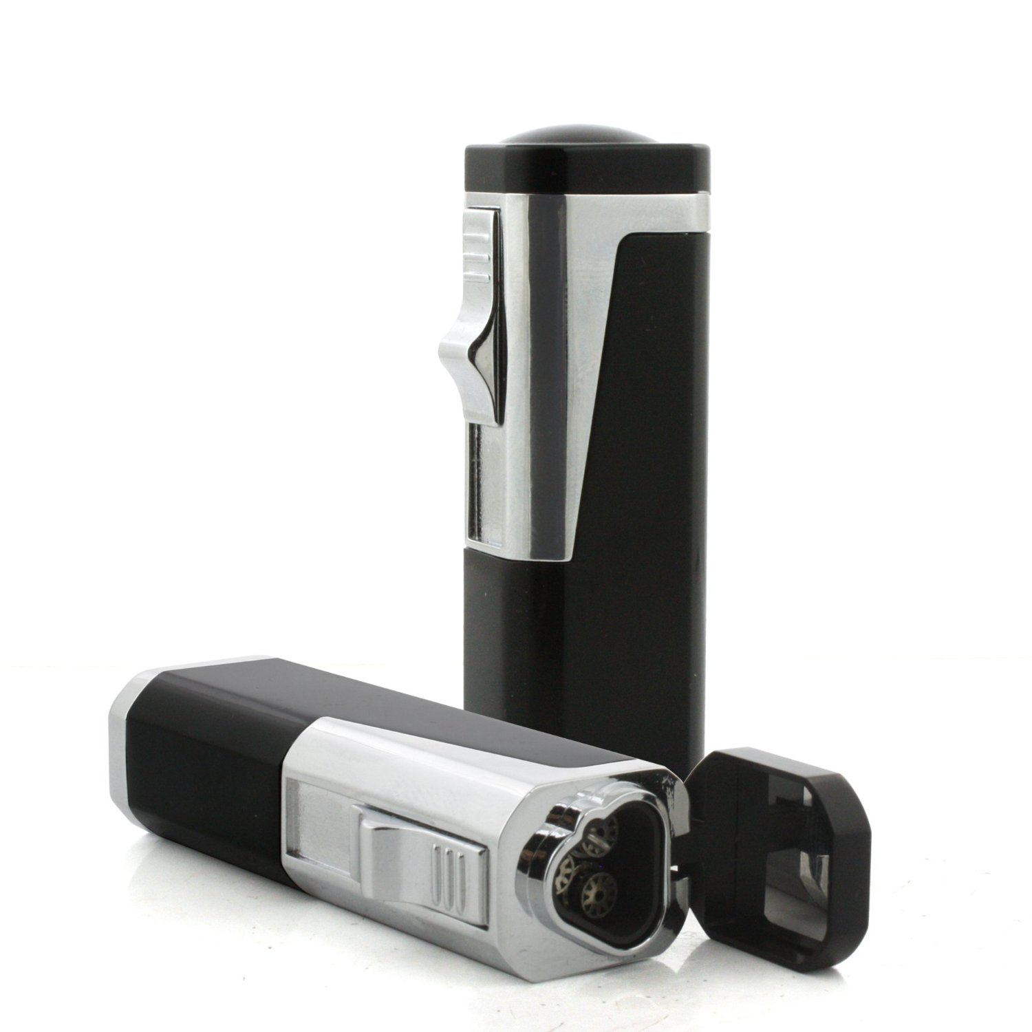 Typhoon (Black) - Triple Flame Torch w/Retrctble Bullet CUTTER in Gift BOX (Black)