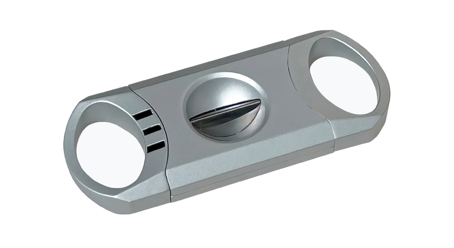 Vivid V-Cut (Matte Silver) - Metal Body V-Cut Cigar Cutter (Matte Metallic Silver w/ High Gloss Blac